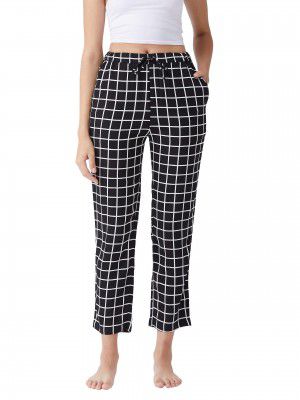Miss Chase Women's Black Regular Length Pocketed Pyjama