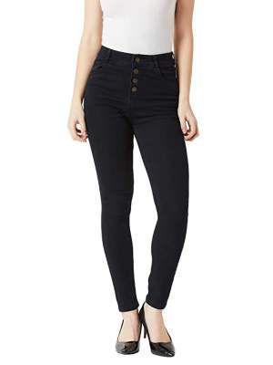 Miss Chase Womens Black Skinny Fit High Rise Clean Look Regular Length Stretchable Denim Jeans