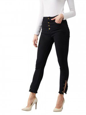 Miss Chase Women's Black Skinny Fit Relaxed High Rise Regular Length Denim Stretchable Jeans