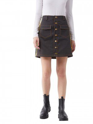 Miss Chase Women's Dark Green Printed Slim Mini Skirt