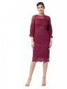 Miss Chase Women's Maroon Round Neck Puff Sleeve Floral Lace Overlaid Midi Dress...
