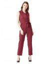Miss Chase Women's Maroon Wrap Collar Jumpsuit...