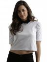 Miss Chase Women's Navy Blue and Grey Collar Neck Half Sleeves Solid Boxy Crop Top...