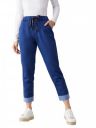 Miss Chase Women's Navy Blue Regular Mid Rise Clean Look Cropped Denim Joggers...