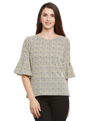 Miss Chase Womens Pink Self Design Bardot Neck Half Sleeved Off Shoulder Ruffled Top