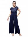 Miss Chase Women's Round Neck Short Sleeve Embellished Front Slit Fringed Regular Jumpsuit with Pockets...