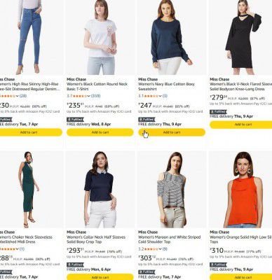 Amazon : Miss Chase Womens Top UP TO 90% OFF