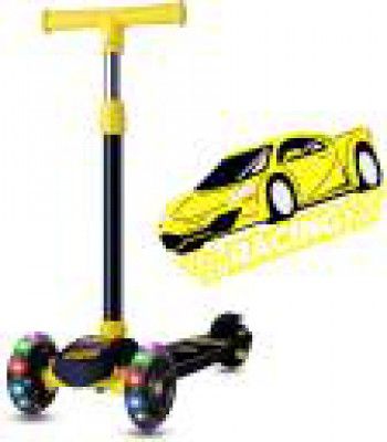 Miss & Chief Adjustable Scooter with LED Lights, Foldable Design, Extra Wide Brakes  (Black)