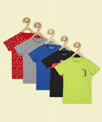 Miss & Chief Boys Printed Pure Cotton T Shirt (Multicolor, Pack of 5)
