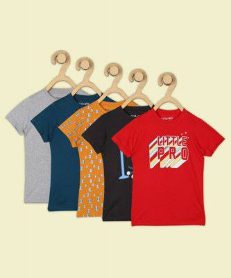 Miss & Chief  Boys Printed Pure Cotton T Shirt (Multicolor, Pack of 5)