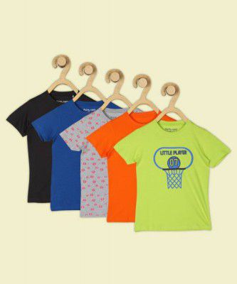 Miss & Chief  Boys Printed Pure Cotton T Shirt (Multicolor, Pack of 5)