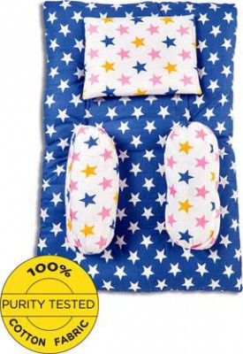 Miss & Chief by Flipkart Cotton Baby Bed Sized Bedding Set (Multicolor, 1 Mattress, 1 Pillow, 2 Bolsters)