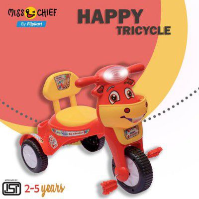 Miss & Chief by Flipkart HAPPY BITHDAY PLUS HEAVY DUTY # BIGGEST WHEELS # SAFEST #music & lights TOYSHPHERE XTREME PLUS # SAFEST TRICYCLE # FOR 1-5 YEARS Tricycle  (Red)