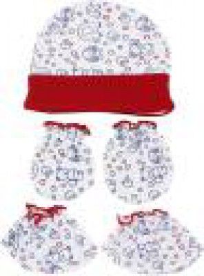 Miss & Chief by Flipkart New born Baby Cap | Botty | Mittens Set Pack Of 1(0-3 Months)(Multi)  (Multicolor)