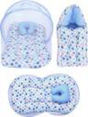 Miss & Chief by Flipkart Polycotton Baby Bed Sized Bedding Set  (Blue, 1 Mattress With Mosquito Net, 1 Pillow, 1 Sleeping Bag)
