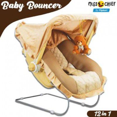 Miss & Chief Premium Quality Super Deluxe 12 in 1 Musical Carry Cot Bouncer ISI Marked Bouncer  (Brown, White)