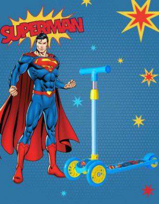 Miss & Chief Superman - 3 Wheel Scooter for Kids, Lightweight|Foldable & Adjustable Height (Blue)