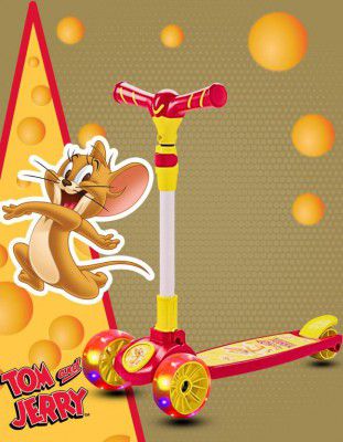 Miss & Chief Tom & Jerry 3-Wheel Kids Scooter with LED Wheels & Adjustable Height (Red)
