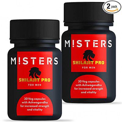 Misters Shilajit Pro with Natural Ayurvedic Herbs Pure Shilajeet and Ashwagandha (550/Serving) - 60 Capsules (30 Capsules each bottle)