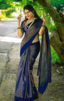 MITARASHI MT Woven Banarasi Silk Blend Saree (Blue)