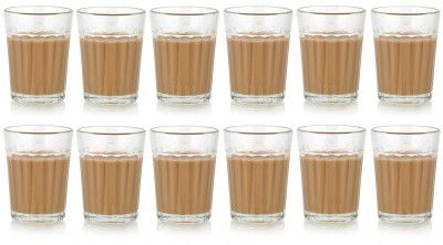 Mitchen Traditional Indian Cutting Chai/Tea Style Experience Set Glass Set (100 ml Glass)(Pack of 12)