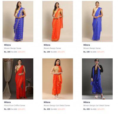 Mitera Saree upto 90% Off | Start @ 199