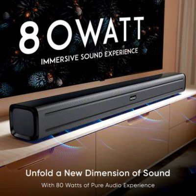 Mivi Fort S80 with 2 inBuilt Subwoofers, Remote Ctrl 80 W Bluetooth Soundbar (Black, 2.2 Channel)