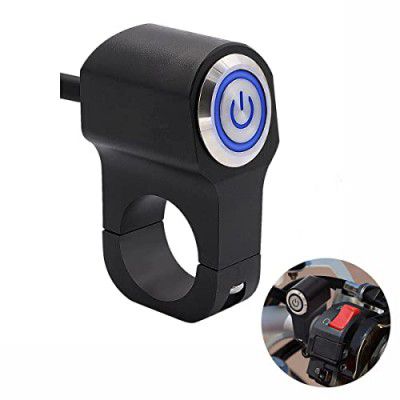 Miwings Handlebar On-Off Single Push Switch Button Blue Light  Fog Light, Horn (1.Pcs, Black)