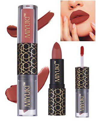 Miyuki 2in1 Long Lasting Transfer Proof Matte Gloss Liquid and Lipstick - Nude Pink