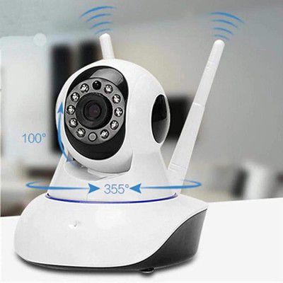 MJDCNC WiFi Wireless HD IP Security Camera CCTV [Watch Live Demo] | Two Way Communication | Night Vision Camera | Supports Upto 128 GB SD Card [Dual Antenna]