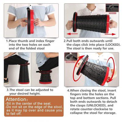 MK MART Folding Stool Retractable Smart Travel Stool Lightweight Collapsible Smart Disk Stool, Portable Folding Stool, Camping Stool, Telescoping Stool for Home, Garden, Office etc