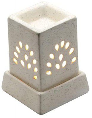 Mkd2 Rise Ceramic Electric Aroma Diffuser Oil Burner I Aroma Burner Oil Diffuser Lamp for Home Fragrance, Square (Small, White)