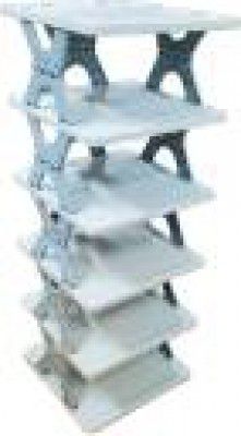 MKW 6 Layer X Design , Shoe Stand For Home Plastic Collapsible Shoe Stand  (White, 6 Shelves, Pre-assembled)