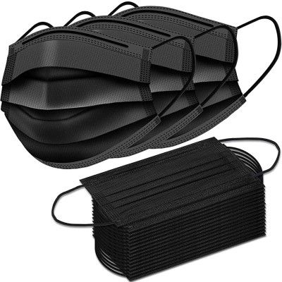 MMR INDIA Black Surgical Mask Pack of 150 Pieces Disposable Masks 3 ply layer with nose clip Black loop Nonwoven Fabric Comfortable Pollution Breathable for Men Women