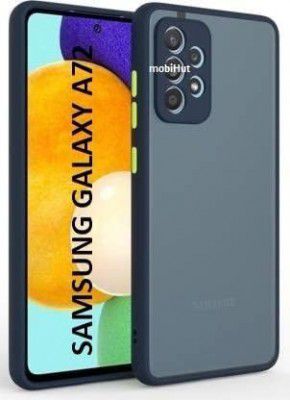 mobiHut Back Cover Case for Samsung Galaxy A72 | Translucent Shockproof Frosted Smoked Matte Back | Camera Protection | 360 Degree Protection Case (PC, TPU | Blue)