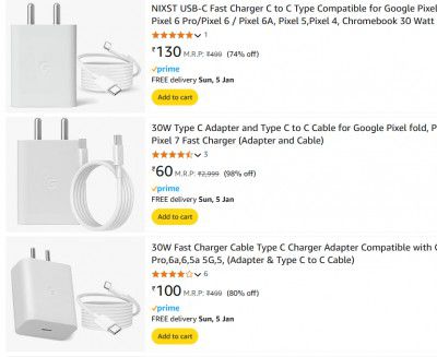Mobile Chargers Starts at Rs 60
