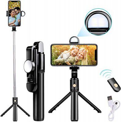 Mobilife Selfie Stick with Light and Mirror Bluetooth Selfie Stick with Tripod Stand Portable 