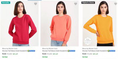 Moca By Monte Carlo Womens Sweatshirts Upto 80% Off