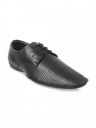 Mochi Men Black Solid Leather Formal Derbys with Perforated Detail...