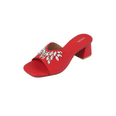 Mochi Women Synthetic Embellished Slip-On Block Heel Sandals