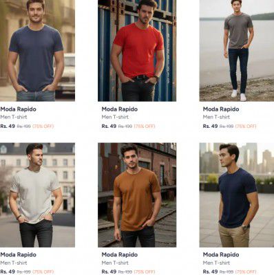 Upto 90% OFF - Moda Rapido Mens Clothing | Starts At ₹49