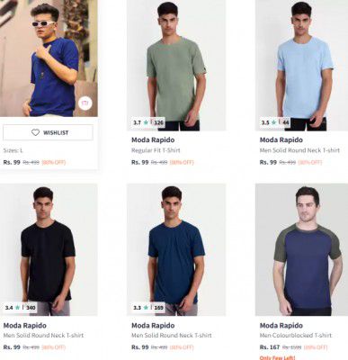 Moda Rapido Men's T-shirts Start At ₹99