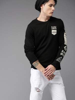 Moda Rapido Printed Men Round Neck Black T-Shirt