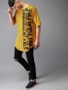 Moda RapidoMen Mustard Printed Round Neck Longline Pure Cotton T-shirt...