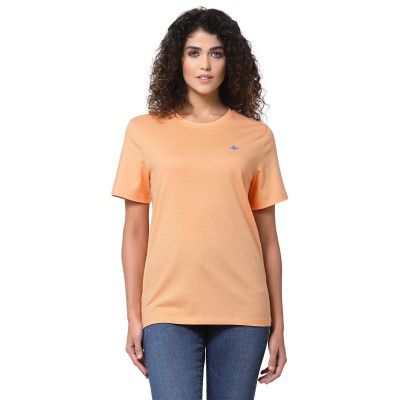 Mode By Red Tape Women Bright Coral Round Neck T-Shirt_MAT0659-L