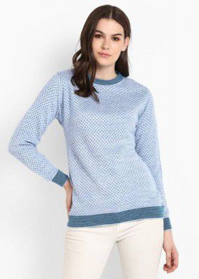 MODEVE  Self Design, Printed, Woven Round Neck Casual Women Sweater