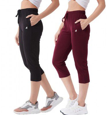 Modeve ® Women Solid Cotton Blend Capri- Pack of 2