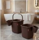 MODWARE 2 Bucket with 2 Mug Set , Polypropylene, Premium Quality Bucket Set 18 L 18 L Polypropylene Bucket (Brown)...