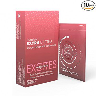 Mojocare Excites - Condoms Pack of 10 (Extra Dotted Chocolate)