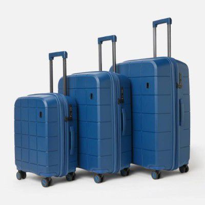 Mokobara  Hard Body Set of 3 Luggage 8 Wheels - The Hovercraft Expandable Luggage - Blue